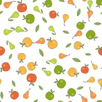 Seamless Pattern with Apples Pears and Leaves Stockillustratie