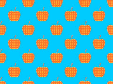 Seamless pattern with apples in pop art style with dots. Vector illustration イラスト素材