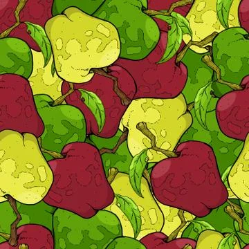 Seamless pattern from apples. Vector illustration of apples seamless pattern. Stock Illustration