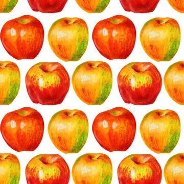 Seamless pattern with apples on a white background. Stock Illustration