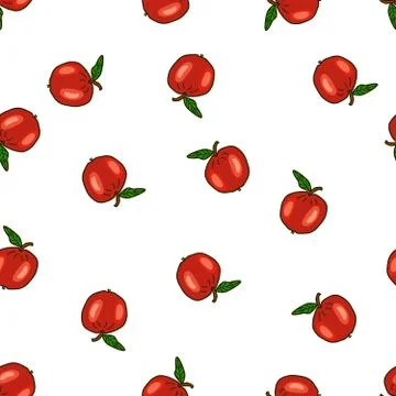 Seamless pattern with apples on white background. Stock Illustration
