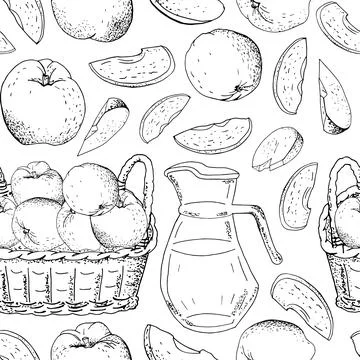 Seamless pattern with apples on white background. Stock Illustration