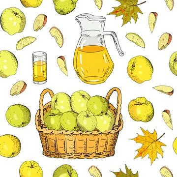 Seamless pattern of apples on white background. Stock Illustration