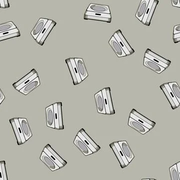 Seamless pattern appliance robot vacuum cleaner cartoon vector Stock Illustration