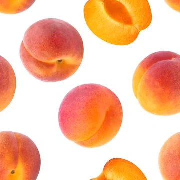Seamless pattern. Apricot isolated on white background Stock Photos