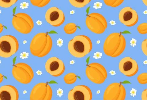 Seamless pattern with apricots. Ripe fruit apricot. Stock Illustration