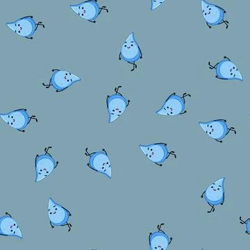 Seamless pattern aqua water drop character cartoon vector Stock Illustration