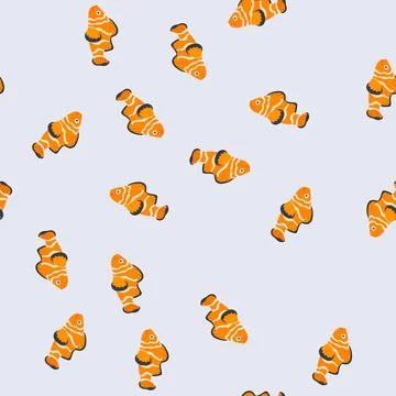 Seamless pattern aquarium exotic fish cartoon vector Stock Illustration