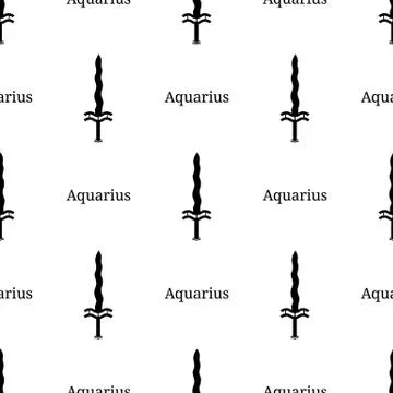 Seamless pattern with aquarius zodiac sword sign. Vector. Illustrazione stock