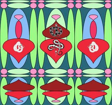 Seamless pattern arabic decoration with poisonous snakes. Stock Illustration
