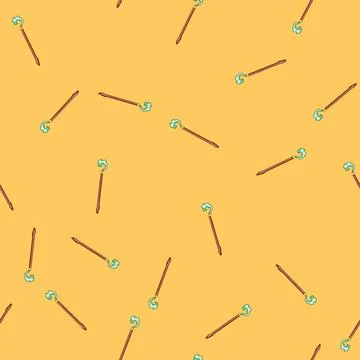 Seamless pattern arcane magic wizard stick cartoon vector Stock Illustration