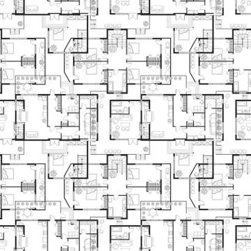Seamless pattern of architectural plans 库存插图