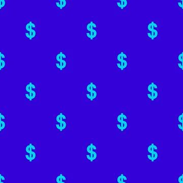 Seamless Pattern of Arctic Blue Dollar Sign or Peso Sign Pattern on Royal B.. Stock Illustration