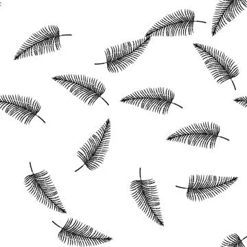Seamless pattern areca palm tropical leaf sketch hand drawn Stock Illustration