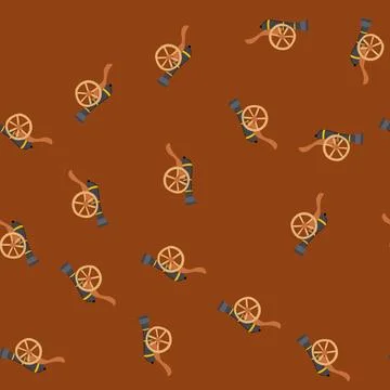 Seamless pattern army cannon gun cartoon vector Stock Illustration