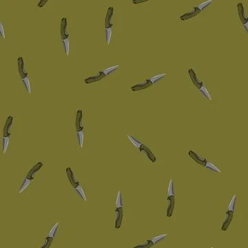 Seamless pattern army military knife cartoon vector Stock Illustration