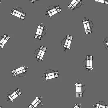 Seamless pattern aroma french press coffee cartoon vector Stock Illustration