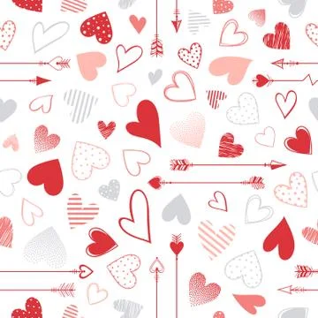 Seamless pattern with arrows and hearts Stock Illustration