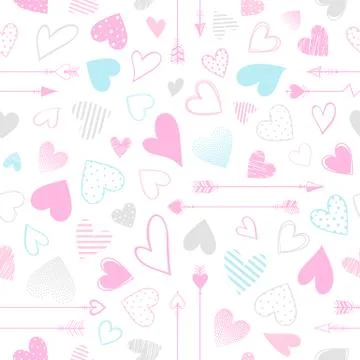 Seamless pattern with arrows and hearts Stock Illustration