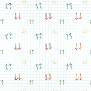 Seamless pattern of arrows on graph paper 스톡 일러스트