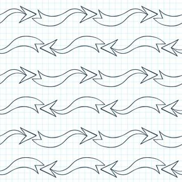 Seamless pattern of arrows on graph paper Illustrazione stock