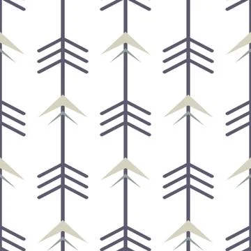 Seamless pattern with arrows in pastel gray black and cream. Tribal style geo Stock Illustration