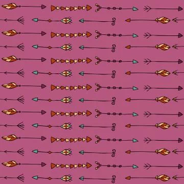 Seamless pattern with arrows on violet background Stock Illustration