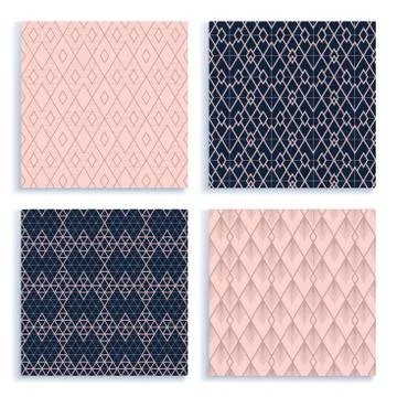 Seamless pattern in art deco style. Set of four vector backgrounds. Stock Illustration