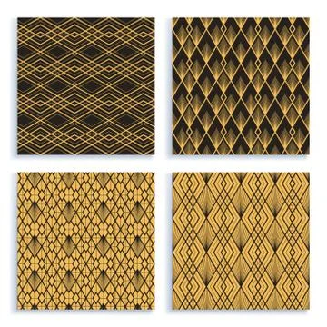 Seamless pattern in art deco style. Set of four vector backgrounds. 스톡 일러스트