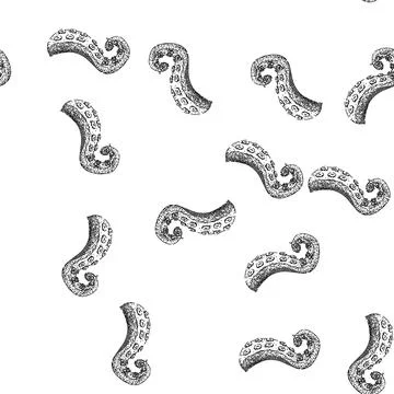 Seamless pattern art octopus kraken tentacle sketch hand drawn Stock Illustration