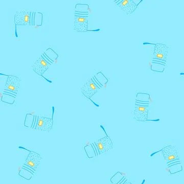 Seamless pattern art pencil case cartoon vector Stock Illustration
