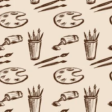 Seamless pattern art tools  .Hand drawing Stock-Illustration