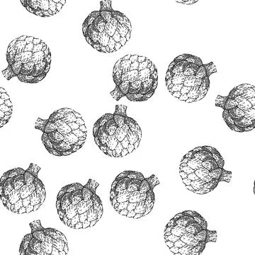 Seamless pattern artichoke fresh sketch hand drawn Stock Illustration