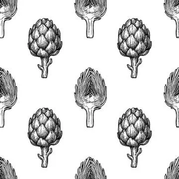 Seamless pattern with artichoke. Stock Illustration