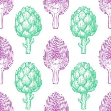 Seamless pattern with artichoke. Stock-Illustration