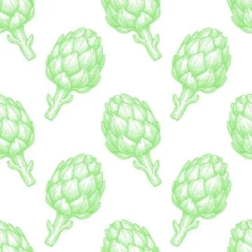 Seamless pattern with artichoke. Stock Illustration