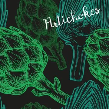 Seamless pattern with artichoke. Stock Illustration