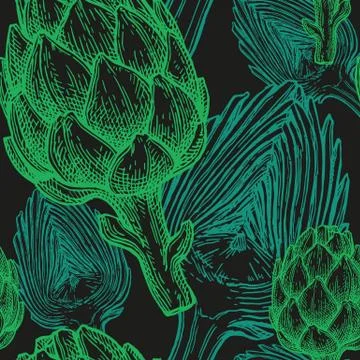 Seamless pattern with artichoke. Stock Illustration