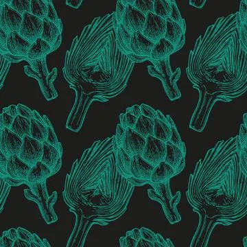 Seamless pattern with artichoke. Stock Illustration