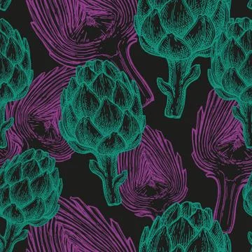 Seamless pattern with artichoke. Stock Illustration