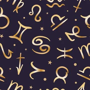 Seamless pattern Artistic and creative representation of zodiac sign symbols Illustrazione stock