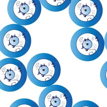 Seamless pattern with artistic blue evil eye vector Stock Illustration