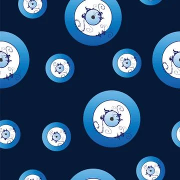 Seamless pattern with artistic blue evil eye vector Illustrazione stock