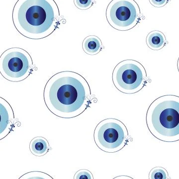 Seamless pattern with artistic blue evil eye vector Stock Illustration