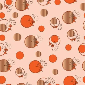 Seamless pattern with artistic circles in orange and brown colors vector Stock Illustration