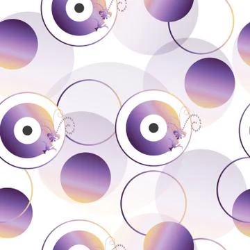 Seamless pattern with artistic purple evil eye illustration Illustrazione stock