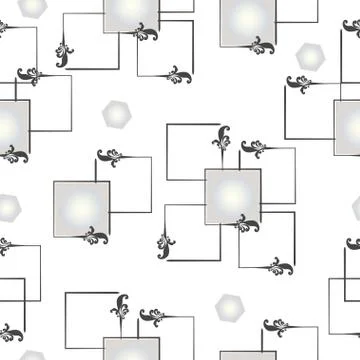 Seamless pattern with artistic squares in black and grey colors Illustrazione stock
