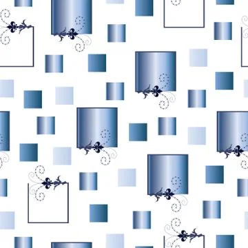 Seamless pattern with artistic squares in blue colors Stock Illustration