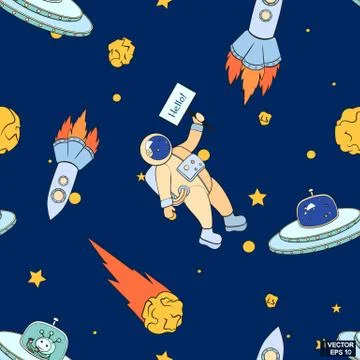 Seamless pattern ?artoon space. Stockillustratie