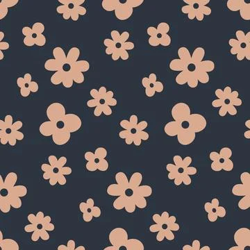 Seamless pattern, ash pink flower on a dark background, simple childish desig イラスト素材